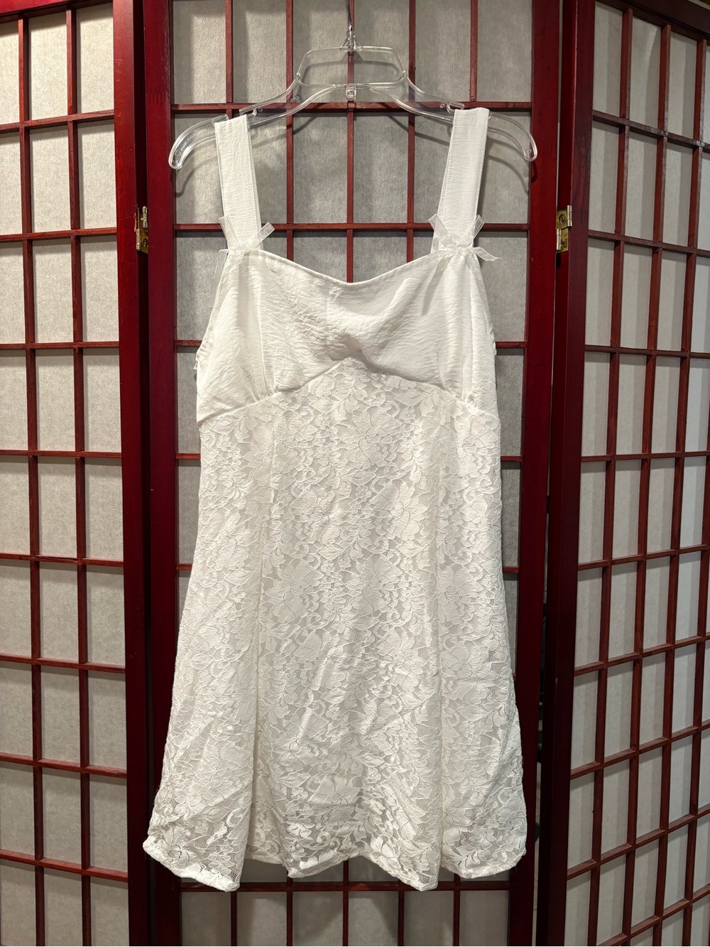 White Lace Mini Dress with Wide Straps - Feminine Summer Style